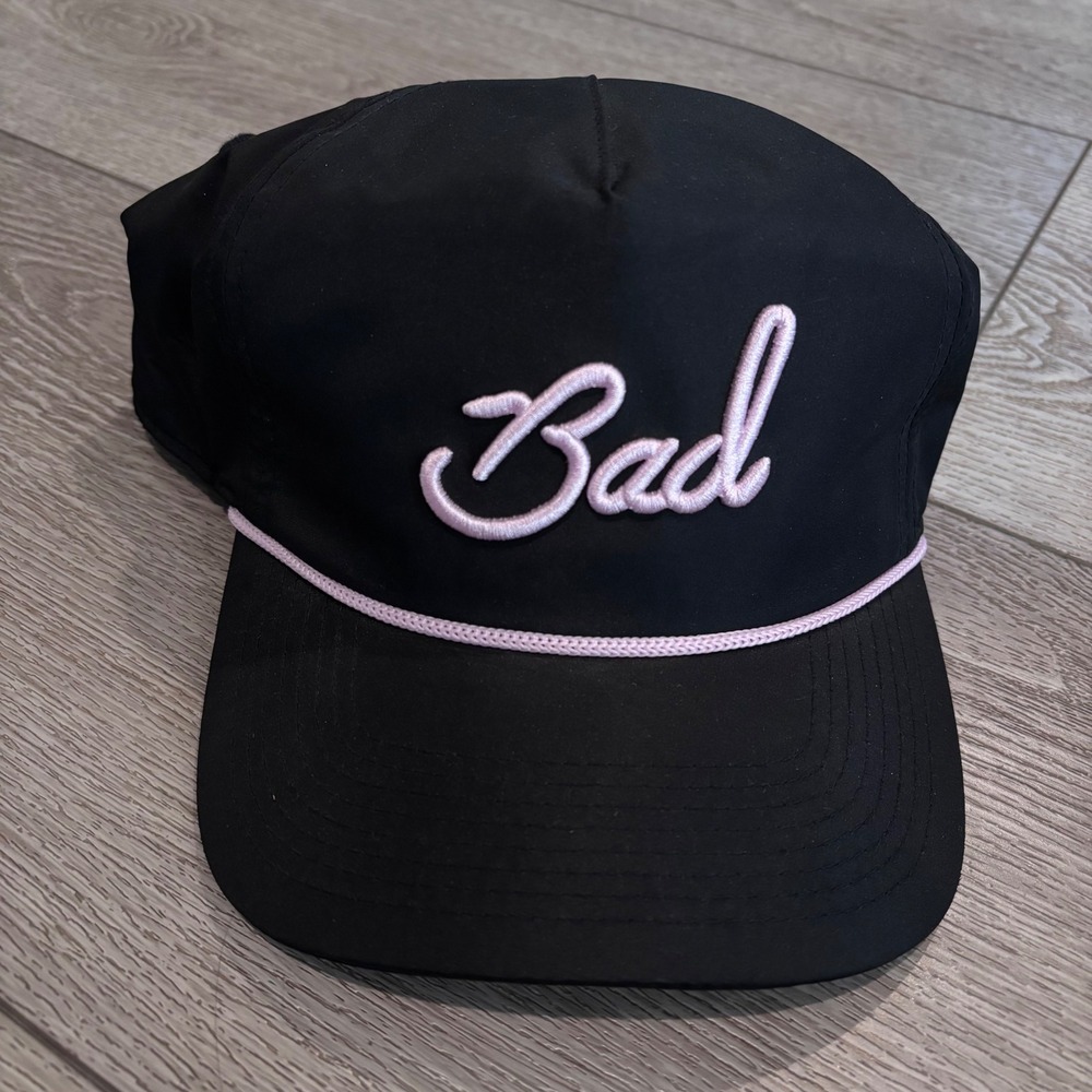 Bad Birdie Golf Hat Mens Black Pink Rope‎ Snapback Cap Athletic Casual